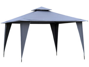 Outsunny Pavillon Partyzelt Doppeldach 3,45x3,45m Metall Polyester grau, wasserdicht & UV-beständig für Gartenfeiern | Aosom.de
