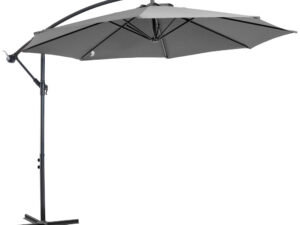 Outsunny Sonnenschirm Kurbelschirm mit Stahlgestell und Polyestergewebe Grau Ø2,95x2,45m für Garten Terrasse Balkon | Aosom.de