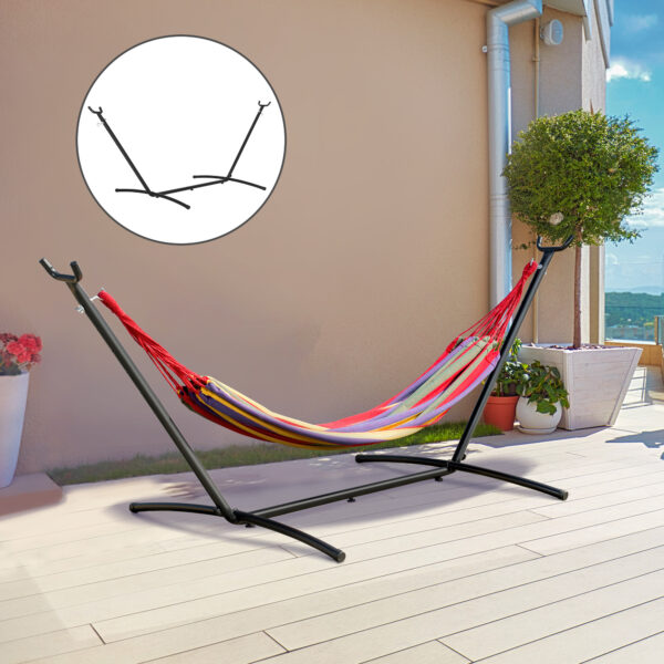 Outsunny Hängemattengestell für Hängematte Metallständer mit Haken 280 x 120 x 110 cm bis 120KG für Garten & Strand | Aosom.de – Bild 7