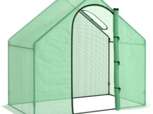 Outsunny Foliengewächshaus Tomatengewächshaus 180x100x168 cm mit Fenster und Tür, Treibhaus aus Stahl und PVC-Kunststoff für Garten | Aosom.de