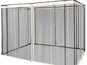 Outsunny Moskitonetz 3x3m Pavillon mit 4 Seitenteilen, Fliegennetz mit Reißverschluss, langlebig aus Nylon-Mesh in Schwarz | Aosom.de