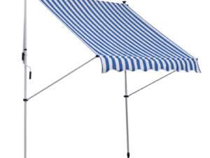Outsunny Gelenkarmmarkise Klemmmarkise höhenverstellbar 200x150cm Blau/Weiß aus Aluminium für Terrasse & Balkon | Aosom.de