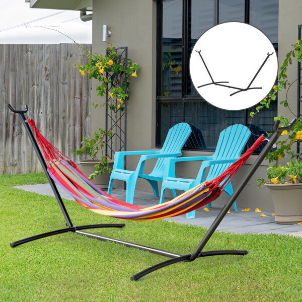 Outsunny Hängemattengestell für Hängematte Metallständer mit Haken 280 x 120 x 110 cm bis 120KG für Garten & Strand | Aosom.de – Bild 6