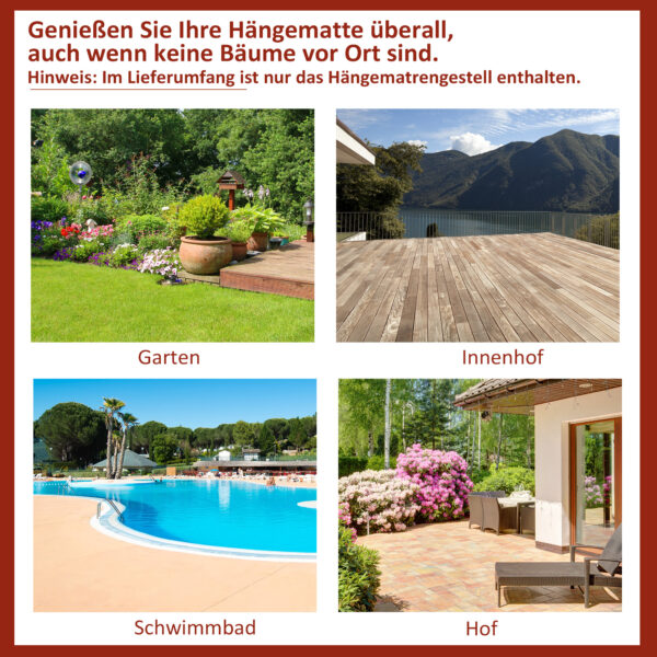 Outsunny Hängemattengestell für Hängematte Metallständer mit Haken 280 x 120 x 110 cm bis 120KG für Garten & Strand | Aosom.de – Bild 5