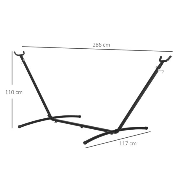 Outsunny Hängemattengestell für Hängematte Metallständer mit Haken 280 x 120 x 110 cm bis 120KG für Garten & Strand | Aosom.de – Bild 2