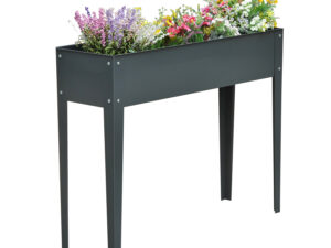 Outsunny Hochbeet Kräuterbeet Pflanzkasten mit Füßen und 3 Abflusslöchern 100 x 30 x 80 cm aus Metall für Garten und Balkon | Aosom.de