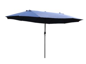 Outsunny Sonnenschirm Gartenschirm Marktschirm Doppelsonnenschirm Terrassenschirm mit Handkurbel Blau Oval 460 x 270 x 240 cm | Aosom