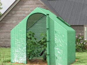 Outsunny Foliengewächshaus Tomatengewächshaus 180x100x168 cm mit Fenster und Tür, Treibhaus aus Stahl und PVC-Kunststoff für Garten | Aosom.de