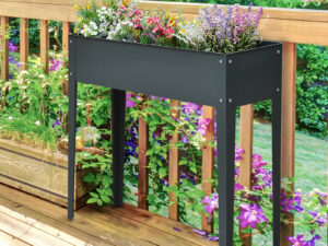 Outsunny Hochbeet Kräuterbeet Pflanzkasten mit Füßen und 3 Abflusslöchern 100 x 30 x 80 cm aus Metall für Garten und Balkon | Aosom.de