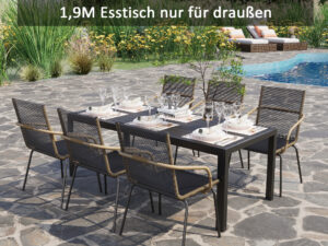 Outsunny Gartentisch Aluminium Tisch 120x70 cm für Garten Terrasse Holz-Kunststoff Polyholz schwarz wetterfest & modern | Aosom.de